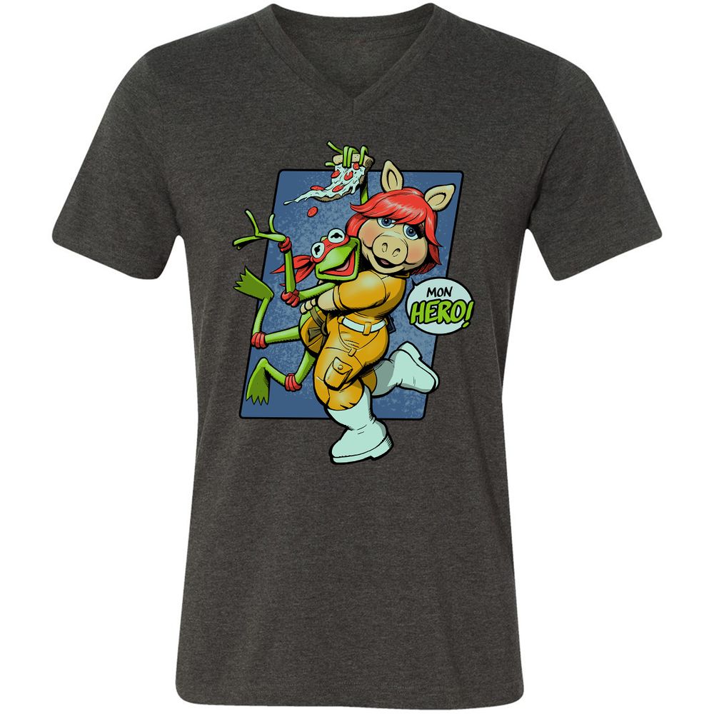 Unisex V-Neck T-Shirt - 2HK7NM37 - Dark Grey Heather - 8