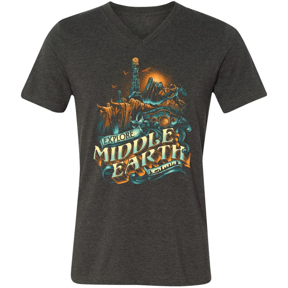 Unisex V-Neck T-Shirt - GPWNLLCR - Dark Grey Heather - 8