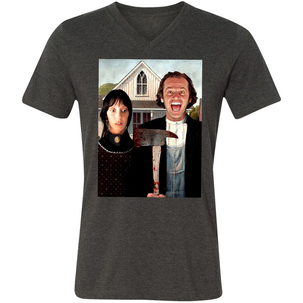 Unisex V-Neck T-Shirt - T1BJ8QQF - Dark Grey Heather - 8