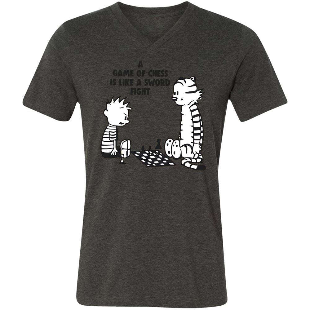 Unisex V-Neck T-Shirt - 7CKZX5JC - Dark Grey Heather - 8