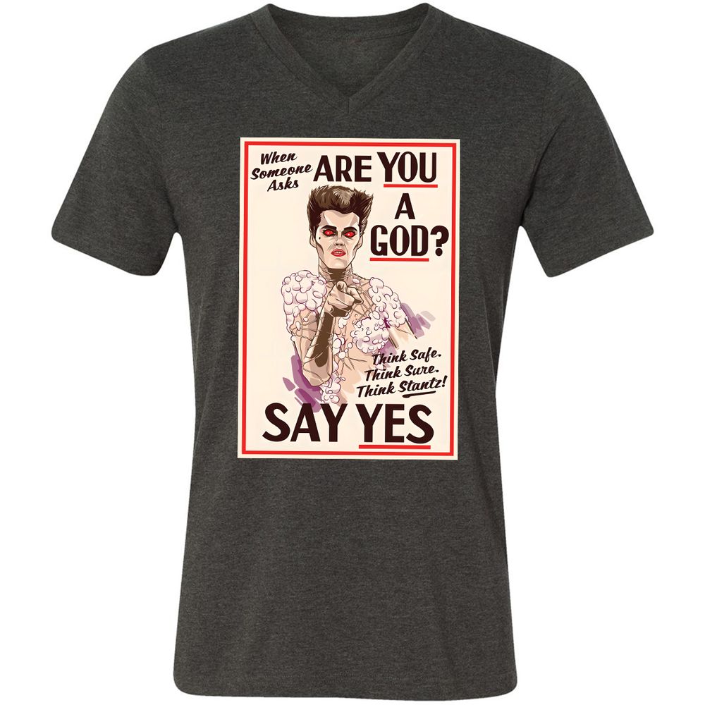 Unisex V-Neck T-Shirt - YN2QCG18 - Dark Grey Heather - 8
