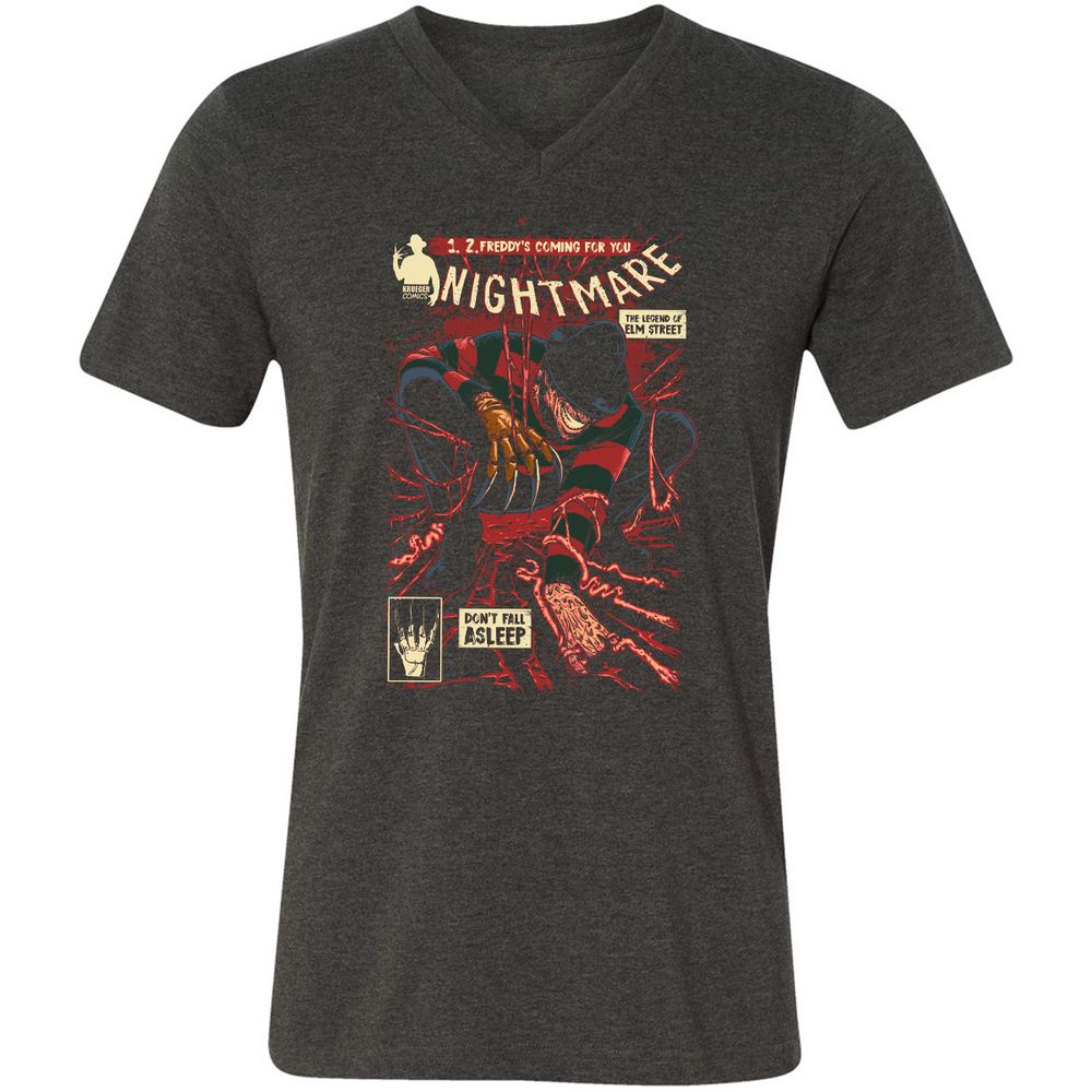 Unisex V-Neck T-Shirt - QS47BQ7H - Dark Grey Heather - 8
