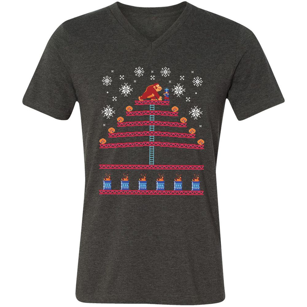 Unisex V-Neck T-Shirt - KQKNH9ZD - Dark Grey Heather - 8