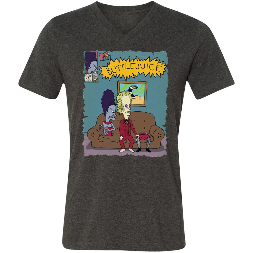 Unisex V-Neck T-Shirt - VS9YVM6L - Dark Grey Heather - 8