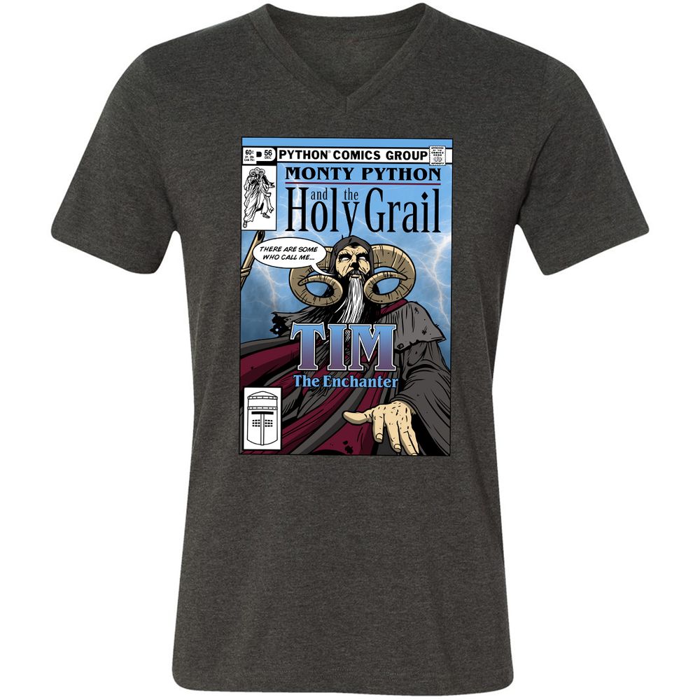 Unisex V-Neck T-Shirt - T24B1DHX - Dark Grey Heather - 8