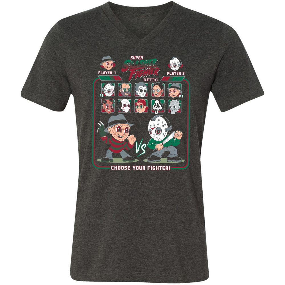 Unisex V-Neck T-Shirt - 73X137DC - Dark Grey Heather - 8