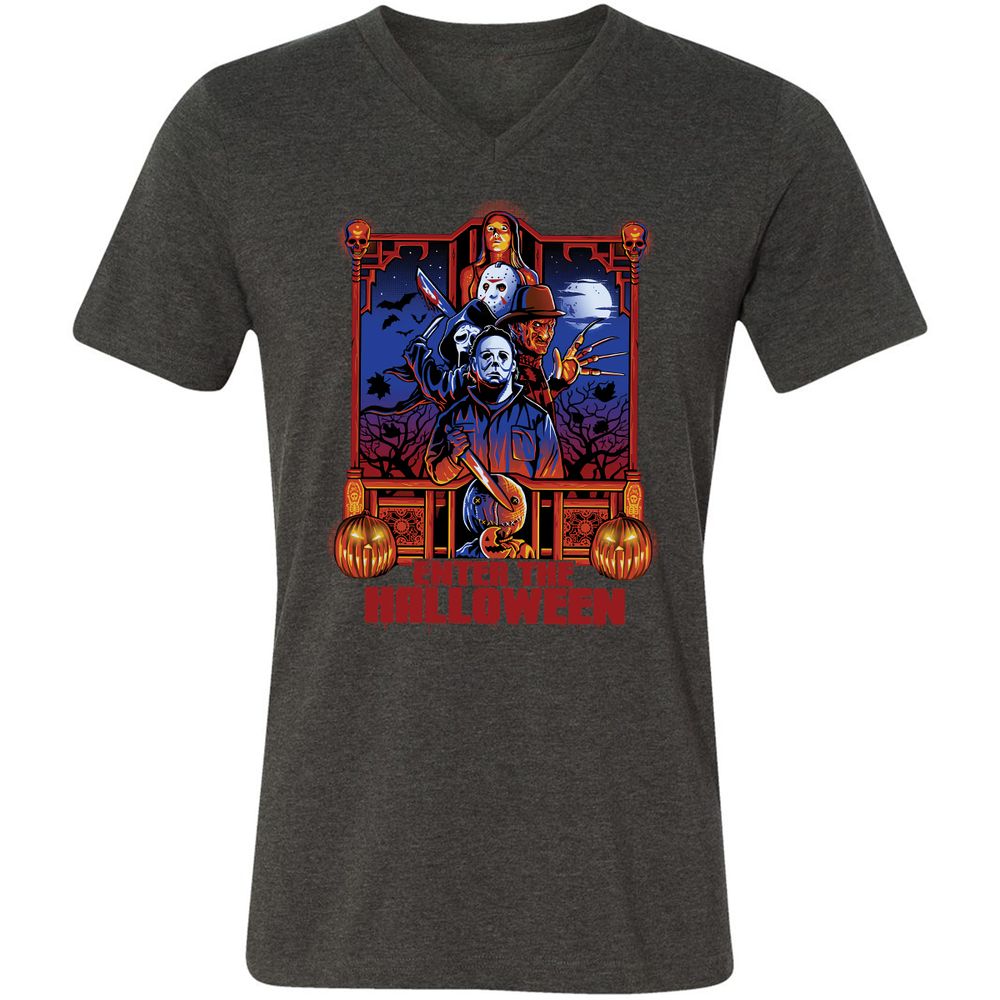 Unisex V-Neck T-Shirt - AH7LAV4Y - Dark Grey Heather - 8