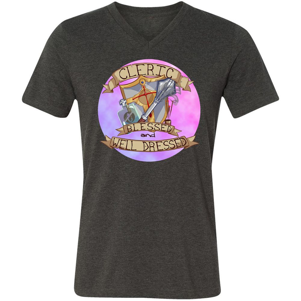 Unisex V-Neck T-Shirt - KEV3XK68 - Dark Grey Heather - 8