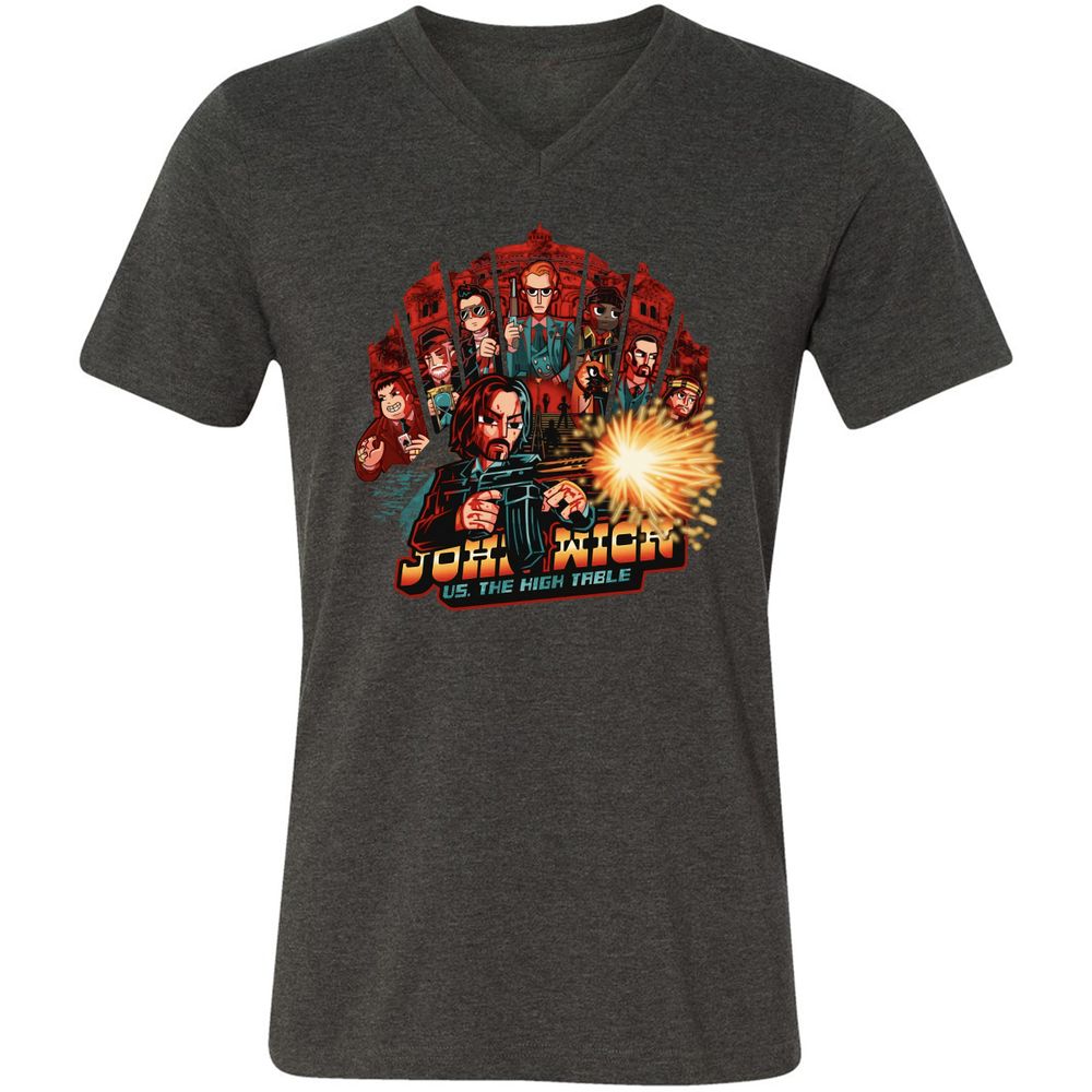 Unisex V-Neck T-Shirt - 5Z6UVZKJ - Dark Grey Heather - 8