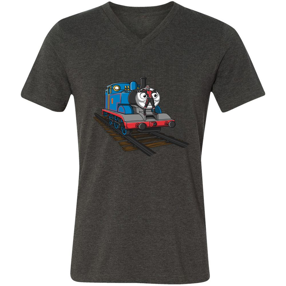 Unisex V-Neck T-Shirt - TAQC6JN2 - Dark Grey Heather - 8