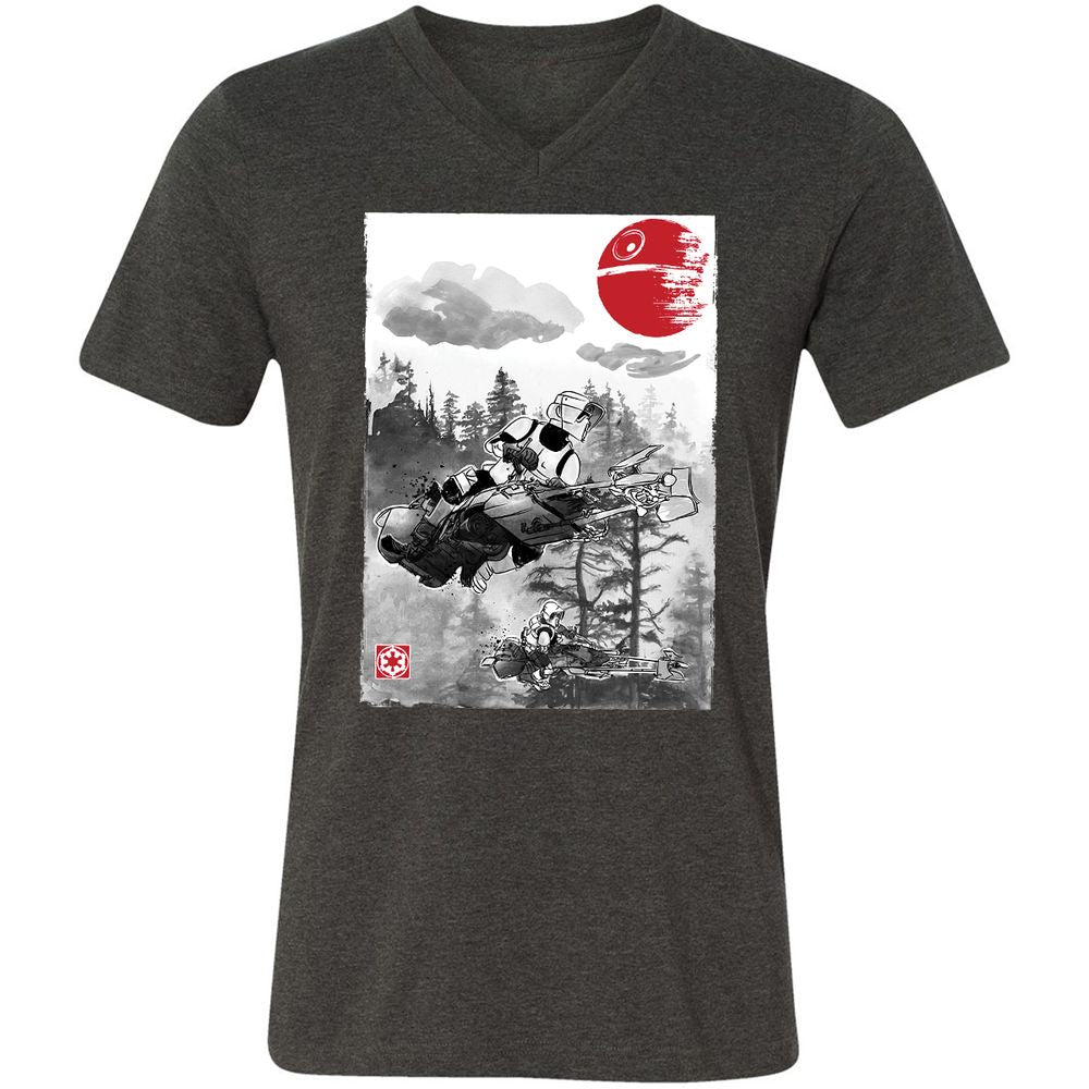 Unisex V-Neck T-Shirt - 8CV4PQEN - Dark Grey Heather - 8