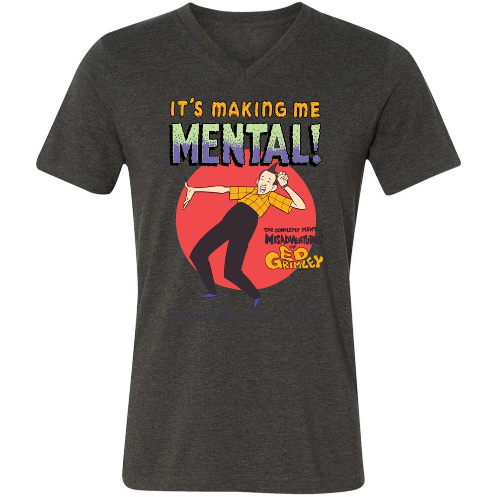 Unisex V-Neck T-Shirt - 4CDQ3YKK - Dark Grey Heather - 8
