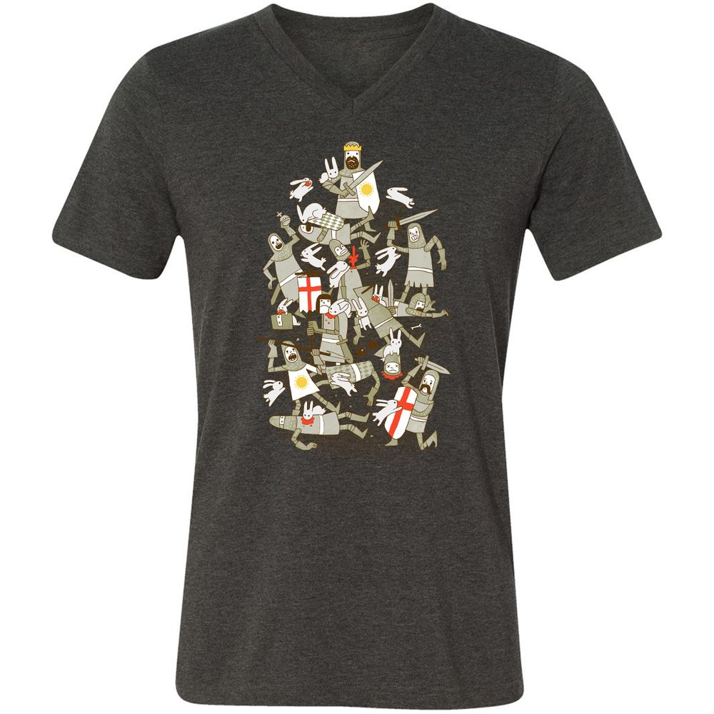 Unisex V-Neck T-Shirt - CYMH6Y37 - Dark Grey Heather - 8