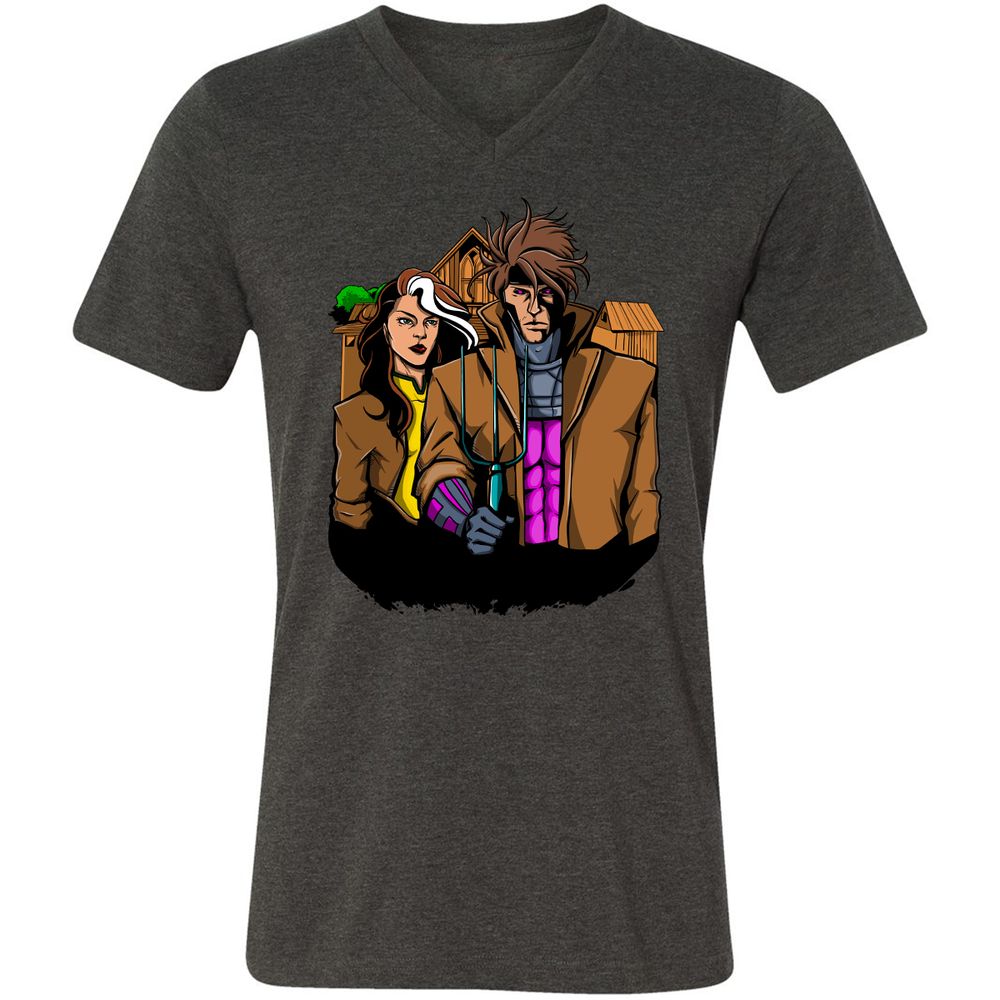 Unisex V-Neck T-Shirt - M2NGL48W - Dark Grey Heather - 8