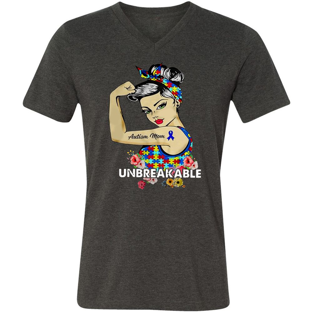 Unisex V-Neck T-Shirt - HK12TELJ - Dark Grey Heather - 8