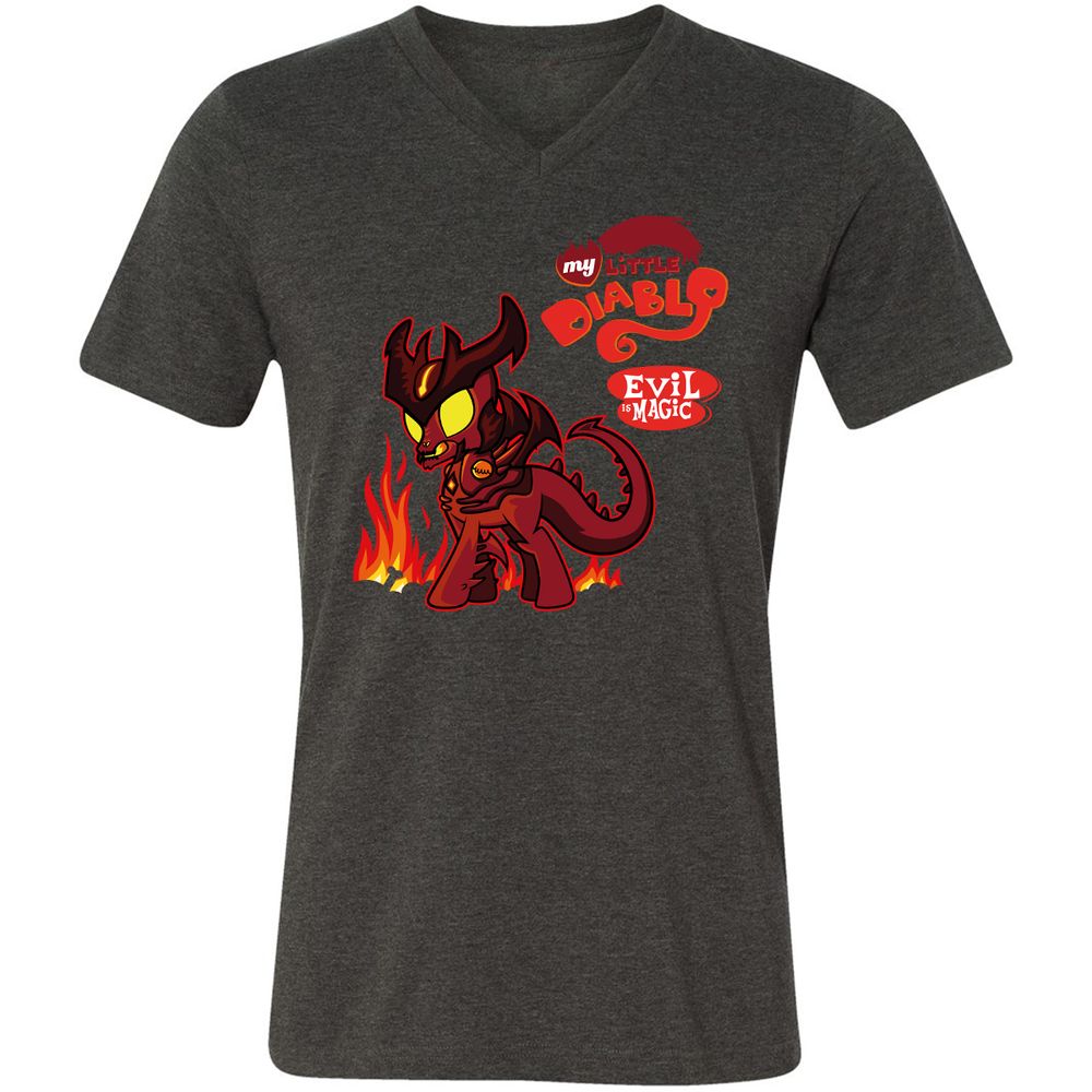 Unisex V-Neck T-Shirt - VJXU4L57 - Dark Grey Heather - 8