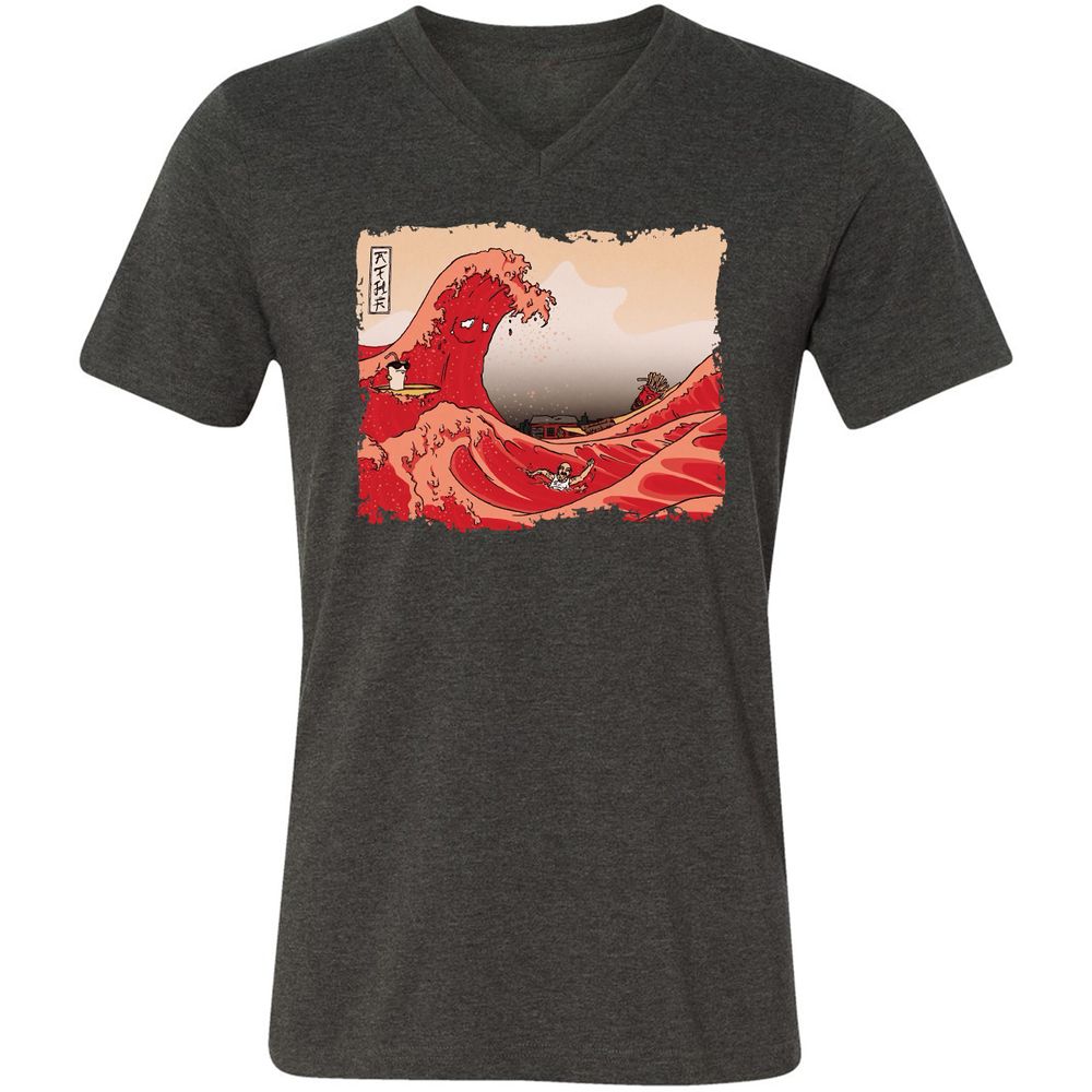 Unisex V-Neck T-Shirt - M1HUX3V8 - Dark Grey Heather - 8