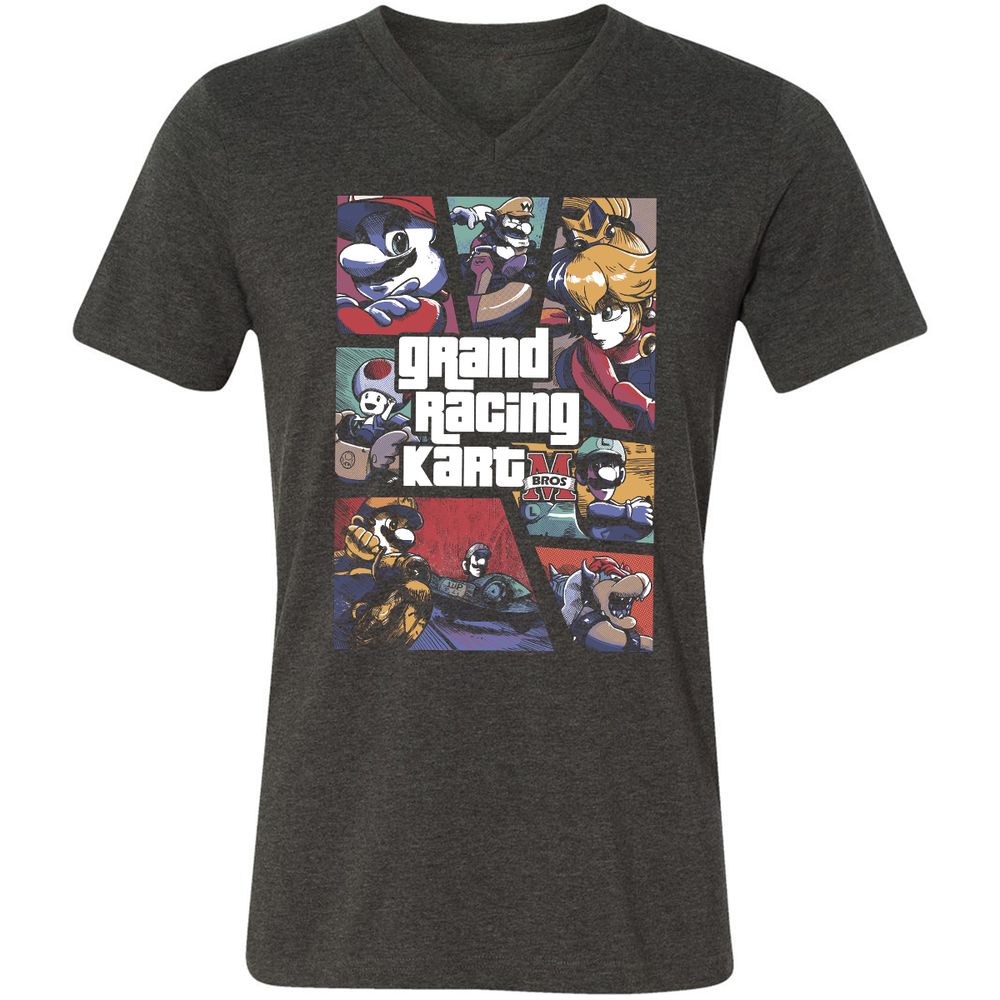 Unisex V-Neck T-Shirt - LU33VTL4 - Dark Grey Heather - 8
