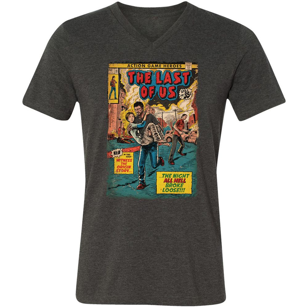 Unisex V-Neck T-Shirt - 66ESQ295 - Dark Grey Heather - 8