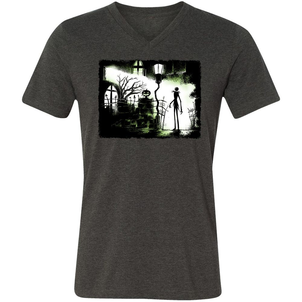 Unisex V-Neck T-Shirt - Black - Dark Grey Heather - 8