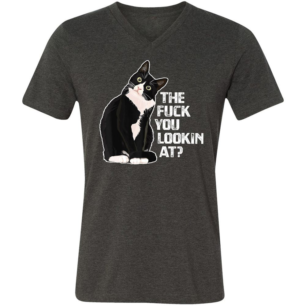 Unisex V-Neck T-Shirt - NWKDUSVB - Dark Grey Heather - 8