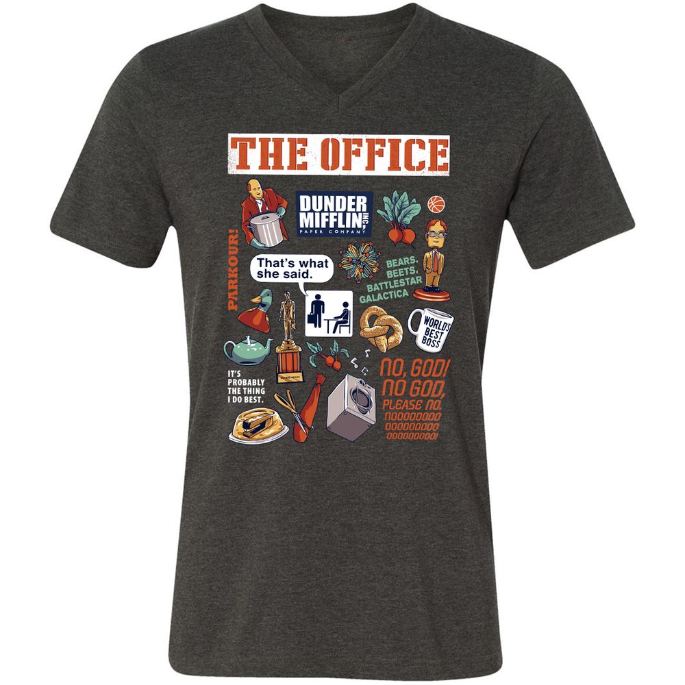 Unisex V-Neck T-Shirt - 3SD8TDVT - Dark Grey Heather - 8