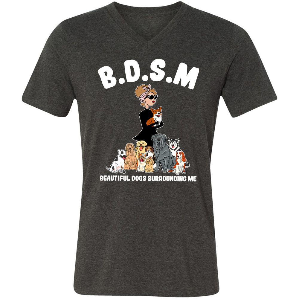 Unisex V-Neck T-Shirt - 3ZD9MFD7 - Dark Grey Heather - 8