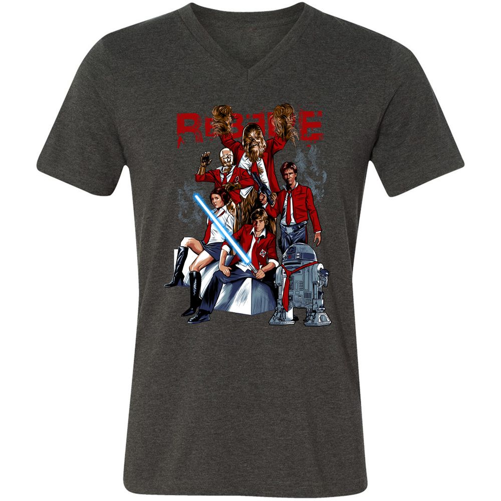 Unisex V-Neck T-Shirt - 45E5A412 - Dark Grey Heather - 8