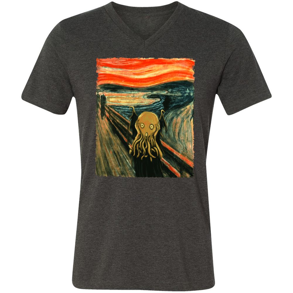 Unisex V-Neck T-Shirt - VQBQP7LZ - Dark Grey Heather - 8