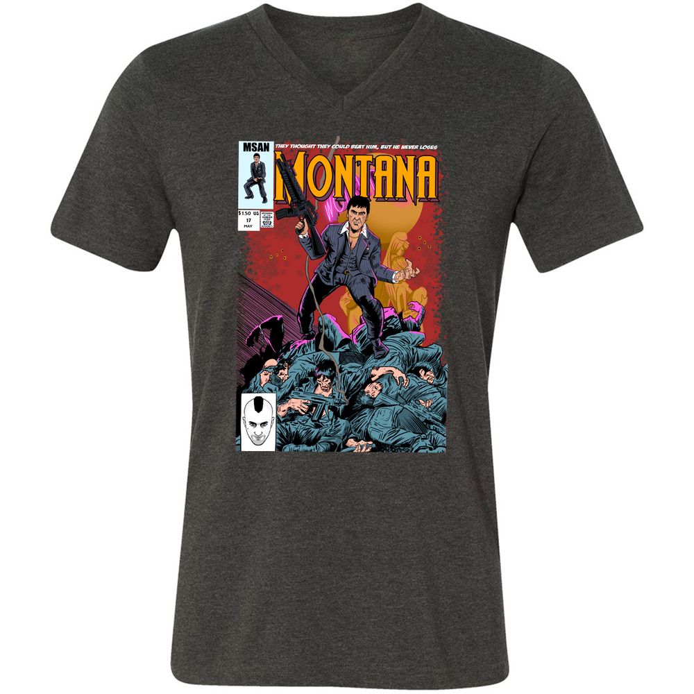 Unisex V-Neck T-Shirt - KUSH6U3S - Dark Grey Heather - 8