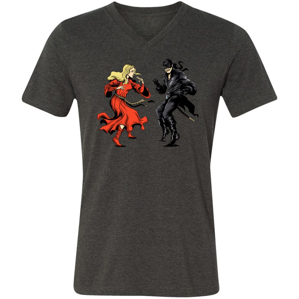 Unisex V-Neck T-Shirt - TEJ7S3MS - Dark Grey Heather - 8