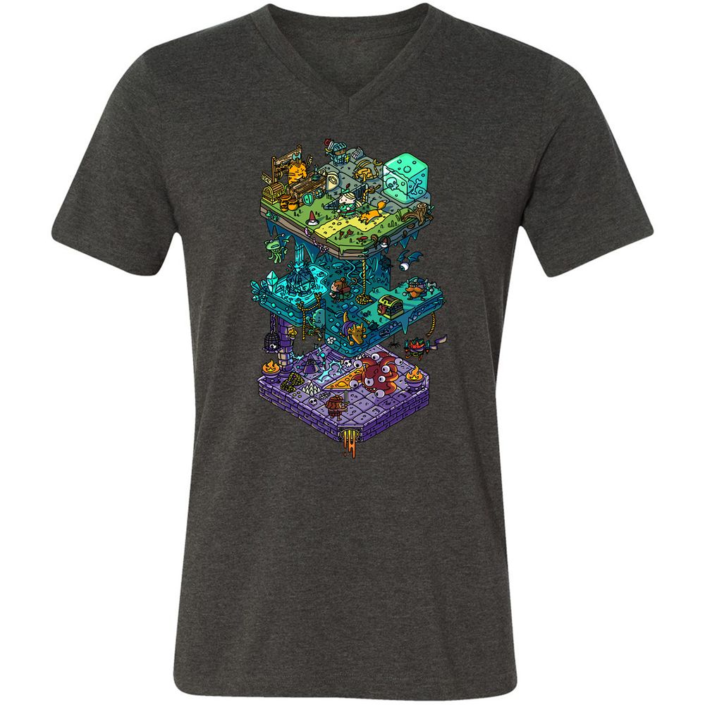 Unisex V-Neck T-Shirt - 5DHA3NEM - Dark Grey Heather - 8