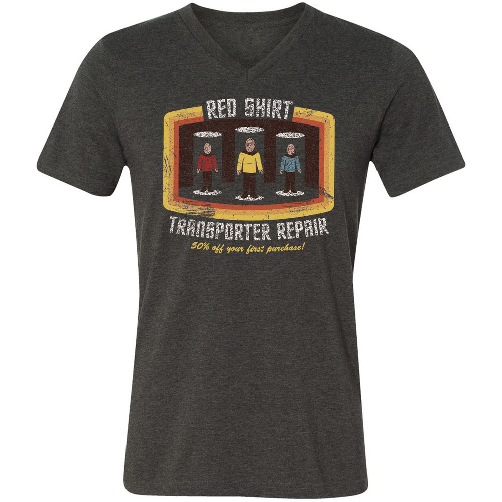 Unisex V-Neck T-Shirt - RNLZ6SKF - Dark Grey Heather - 8