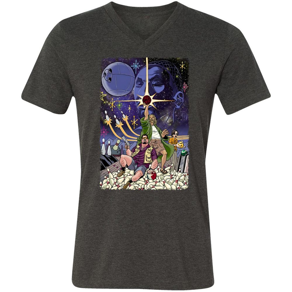 Unisex V-Neck T-Shirt - 9Y5VN3E2 - Dark Grey Heather - 8