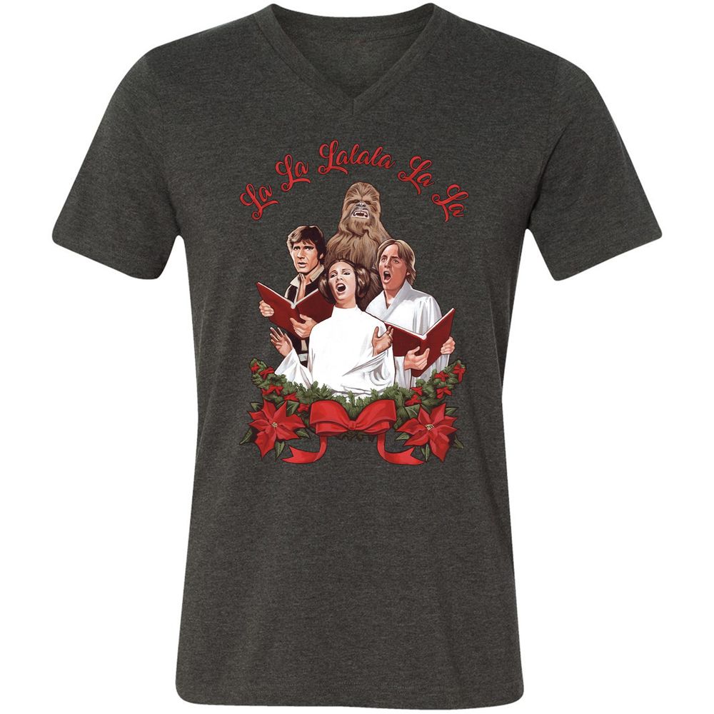 Unisex V-Neck T-Shirt - XASZMXJH - Dark Grey Heather - 8