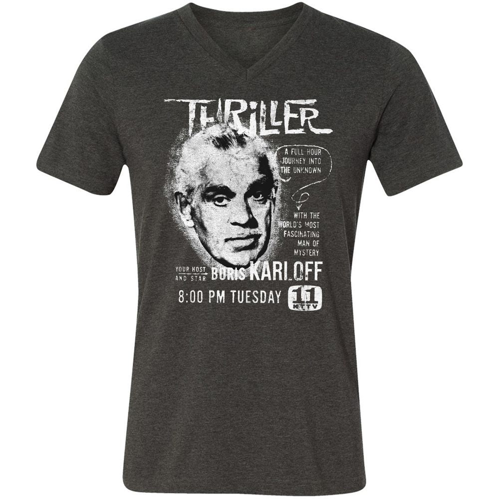 Unisex V-Neck T-Shirt - 8DGVCMHJ - Dark Grey Heather - 8