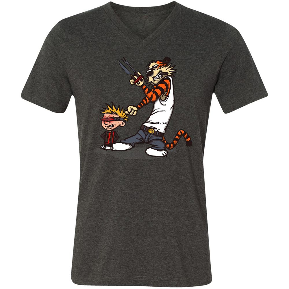 Unisex V-Neck T-Shirt - RN1JW1YU - Dark Grey Heather - 8
