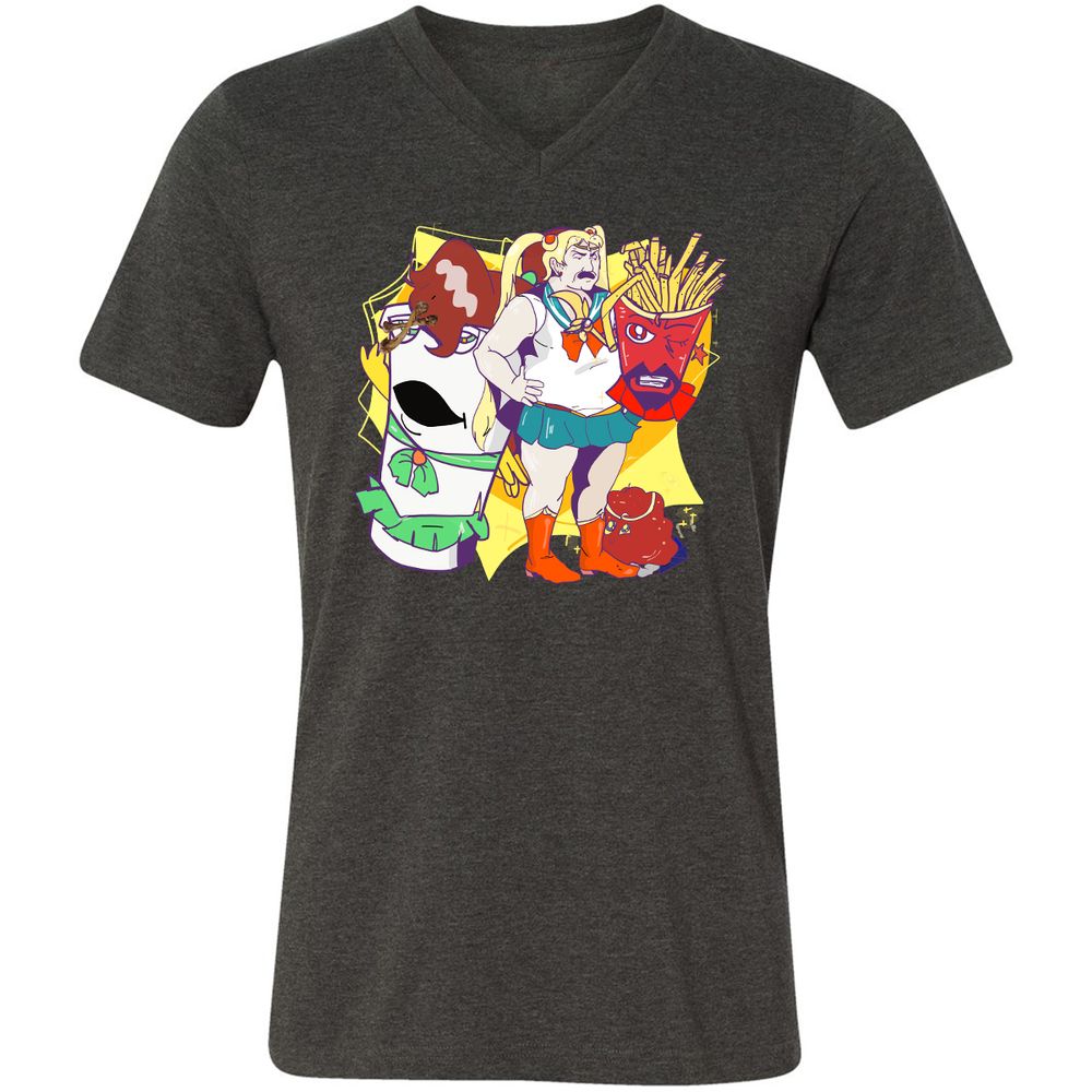 Unisex V-Neck T-Shirt - E42EMJK4 - Dark Grey Heather - 8