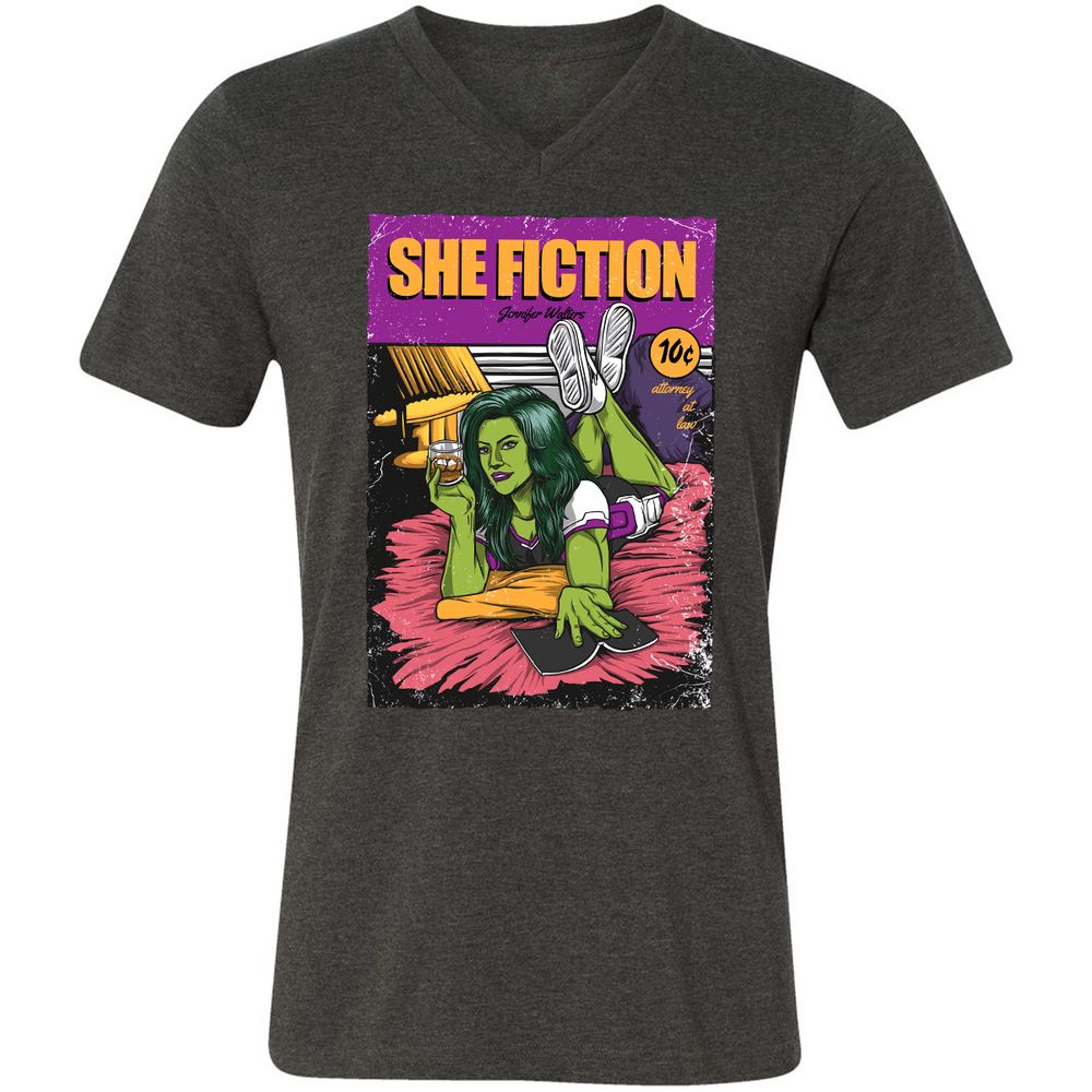 Unisex V-Neck T-Shirt - X1QNLK64 - Dark Grey Heather - 8