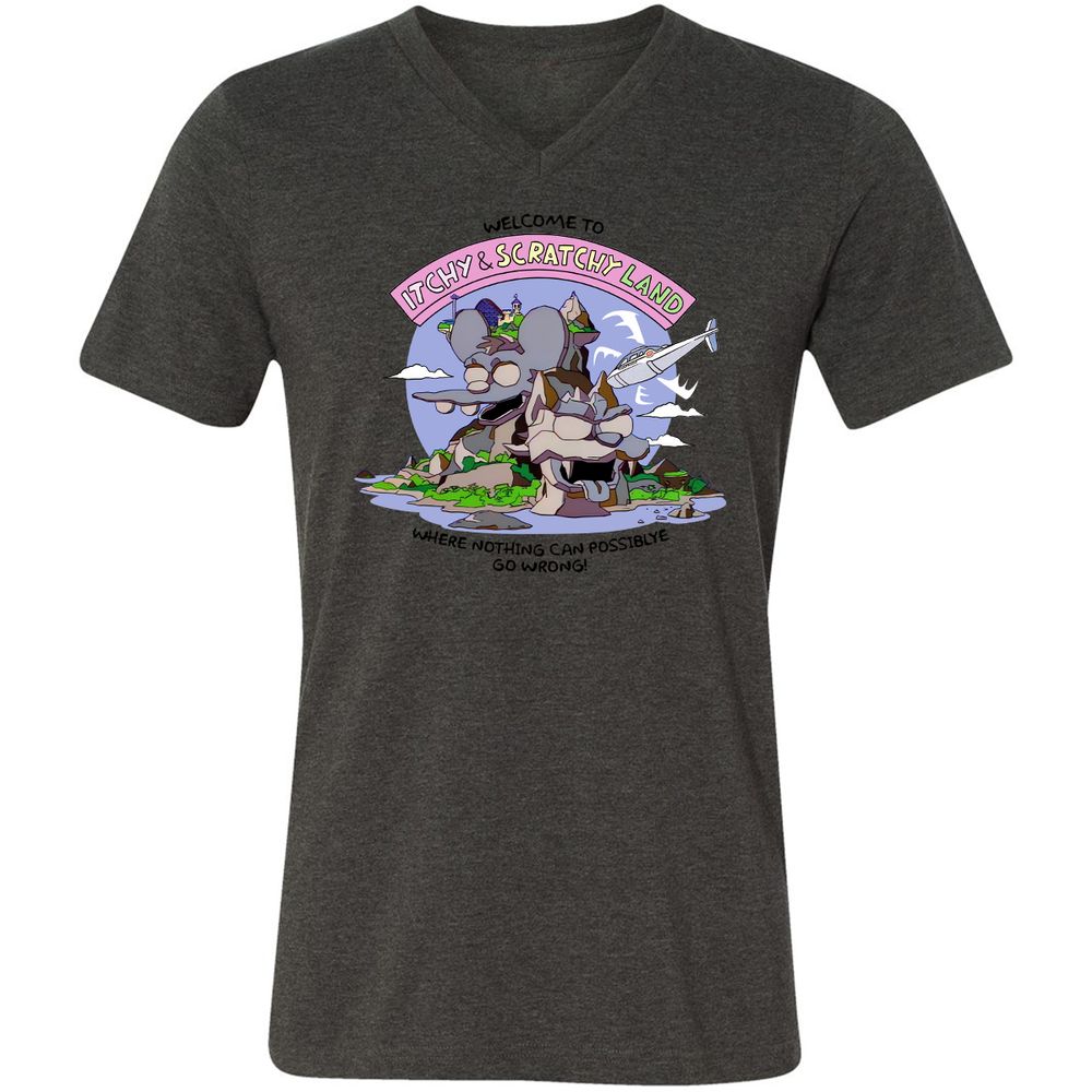 Unisex V-Neck T-Shirt - H6RRC4M5 - Dark Grey Heather - 8