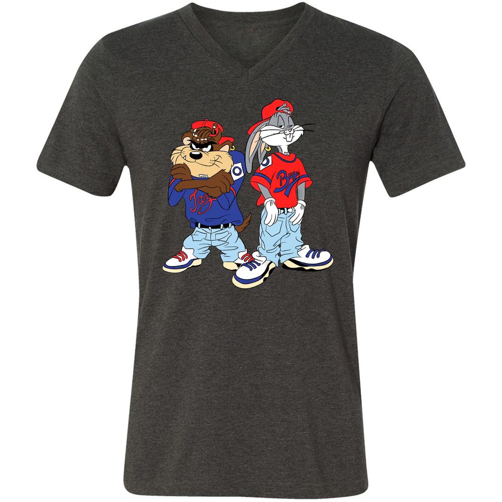 Unisex V-Neck T-Shirt - PXW7QVLE - Dark Grey Heather - 8