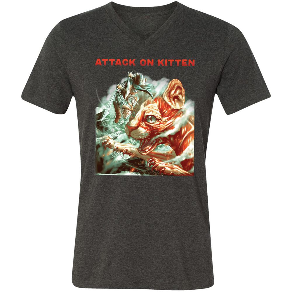 Unisex V-Neck T-Shirt - YSMT8Z6F - Dark Grey Heather - 8