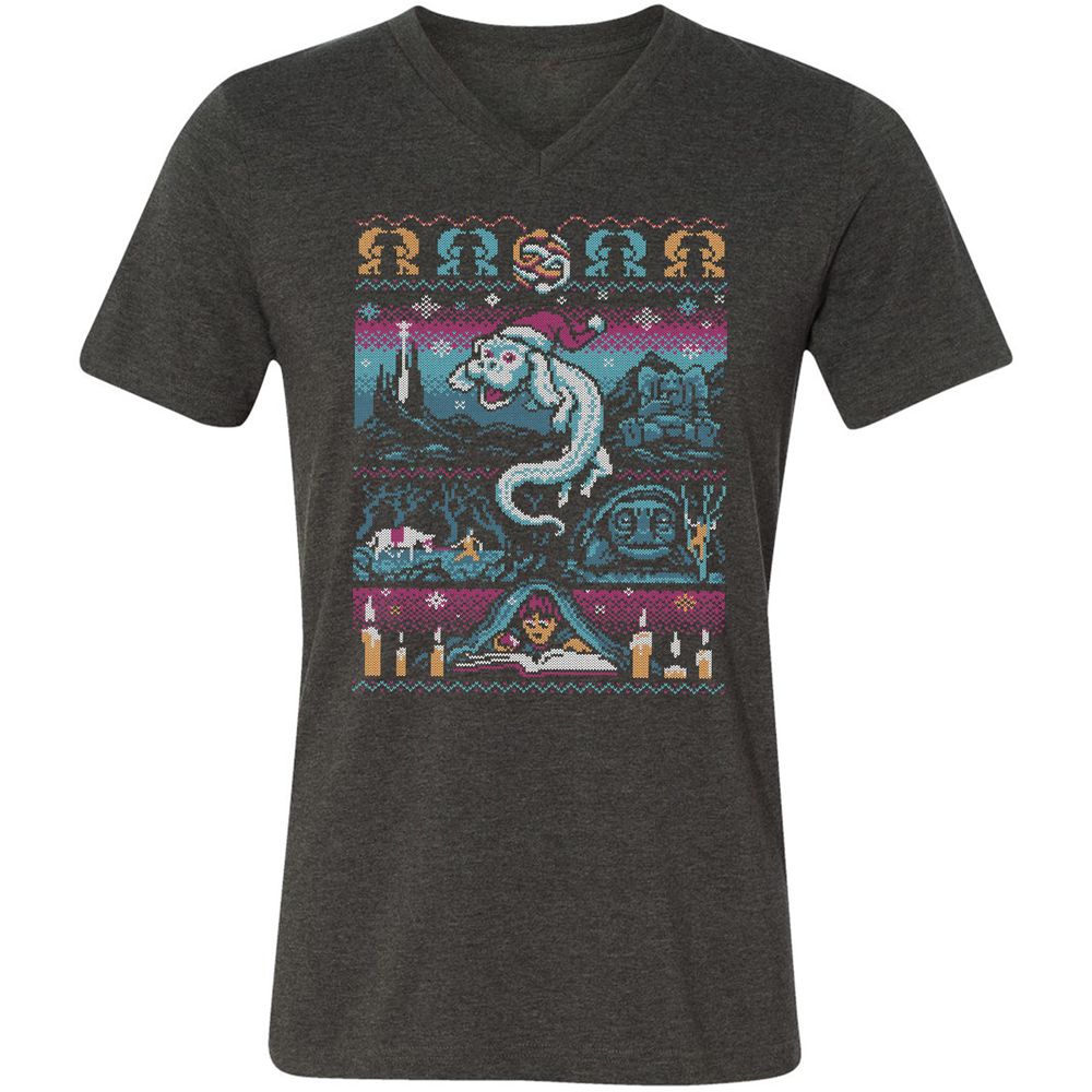 Unisex V-Neck T-Shirt - 9ZKDRY92 - Dark Grey Heather - 8