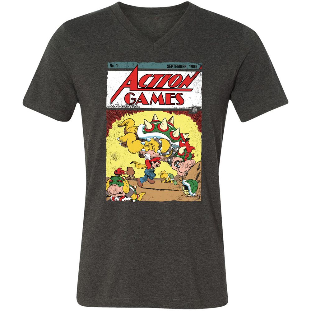 Unisex V-Neck T-Shirt - TXFW73NM - Dark Grey Heather - 8