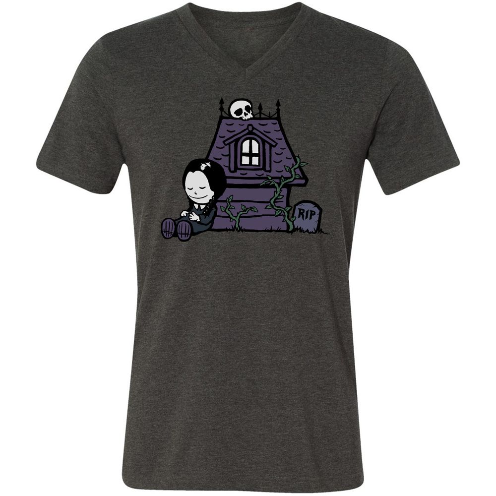 Unisex V-Neck T-Shirt - AVVDEVFL - Dark Grey Heather - 8