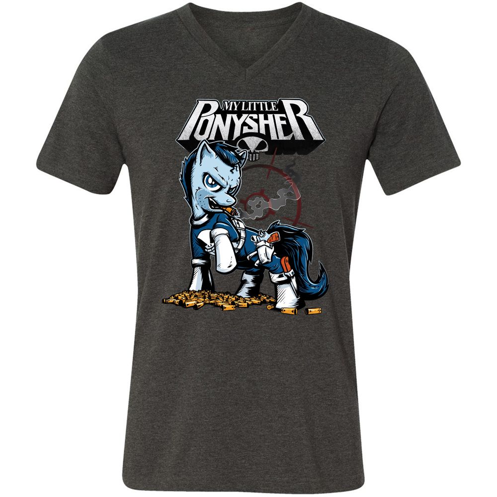 Unisex V-Neck T-Shirt - C67L1ZFV - Dark Grey Heather - 8