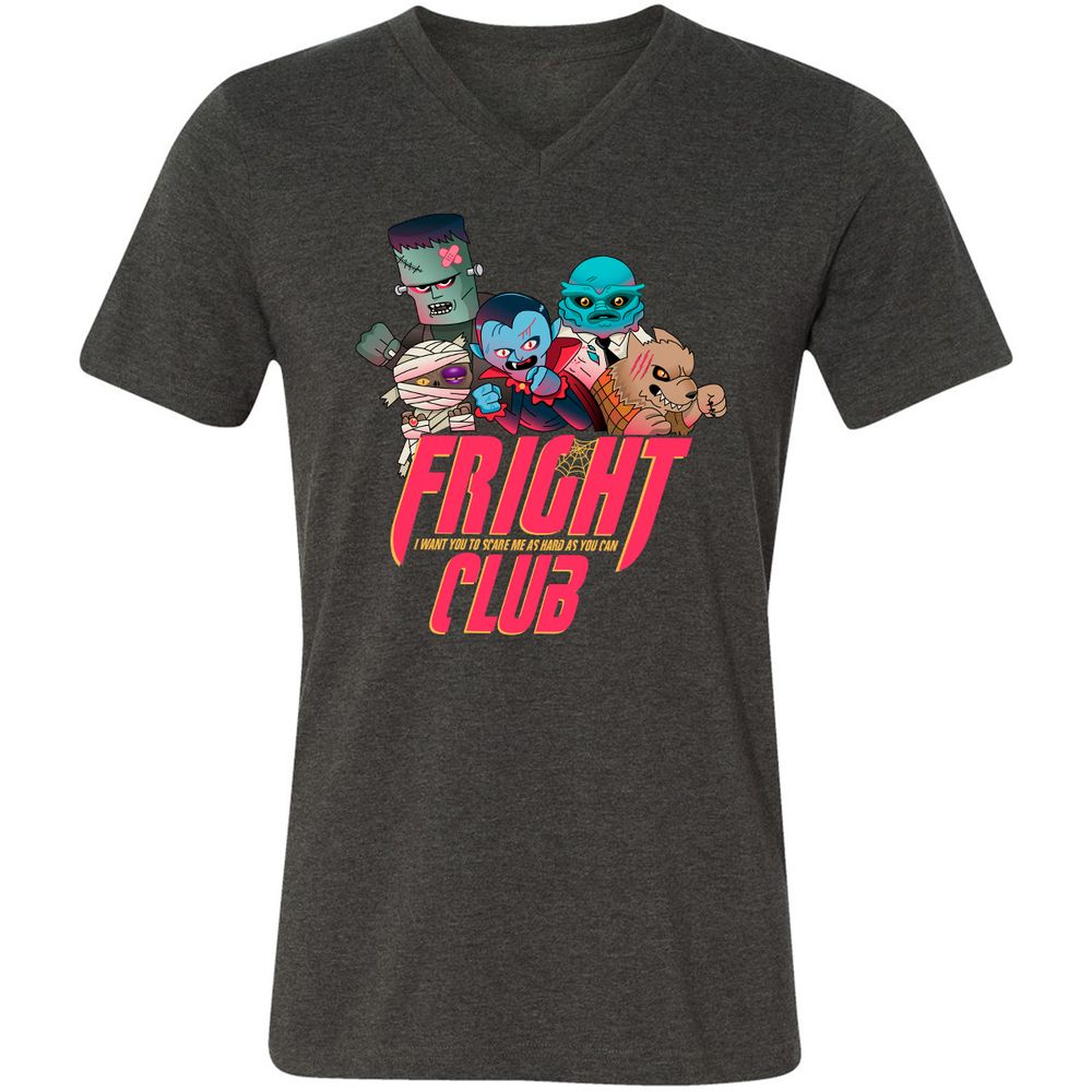 Unisex V-Neck T-Shirt - YJ2N9ZK9 - Dark Grey Heather - 8