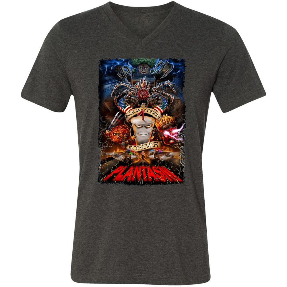 Unisex V-Neck T-Shirt - 76MN11L4 - Dark Grey Heather - 8