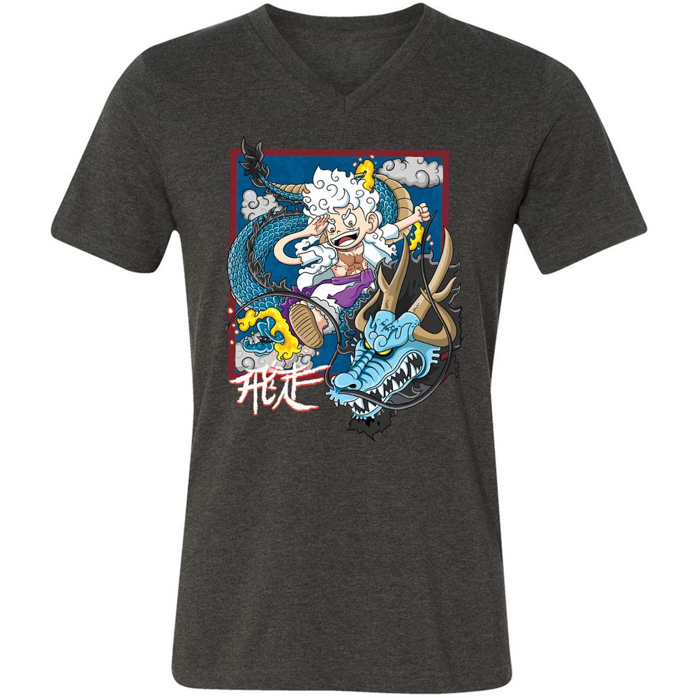 Unisex V-Neck T-Shirt - GQECQN2B - Dark Grey Heather - 8