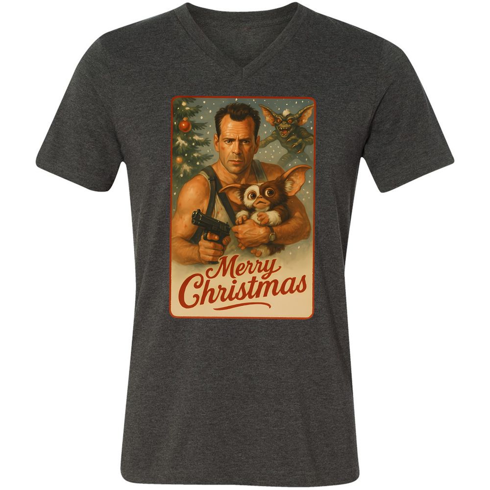 Unisex V-Neck T-Shirt - EXZZCXXL - Dark Grey Heather - 8